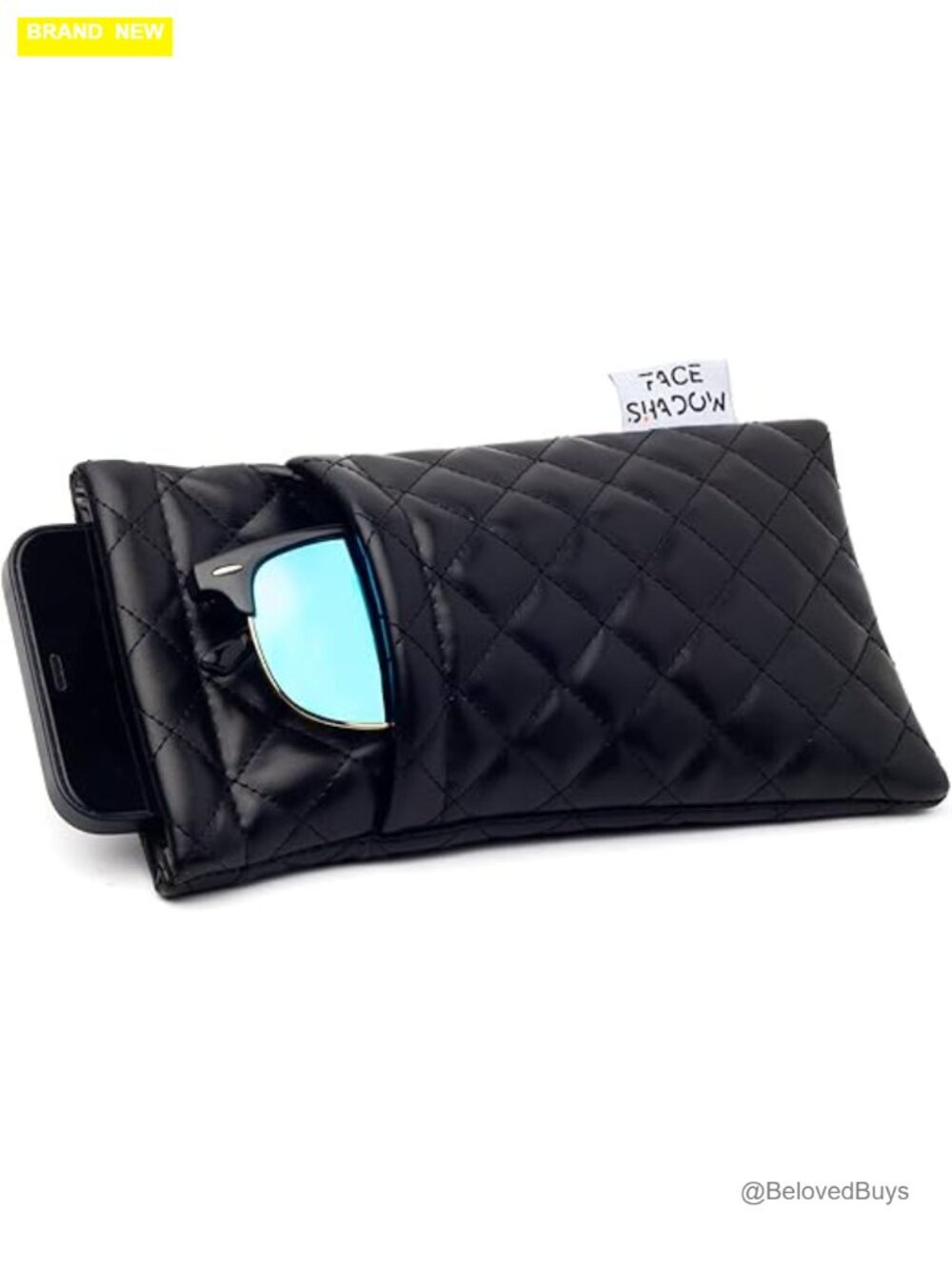 Large Double Eyeglasses Case Squeeze Top Soft Pouch with Microfiber Cloth